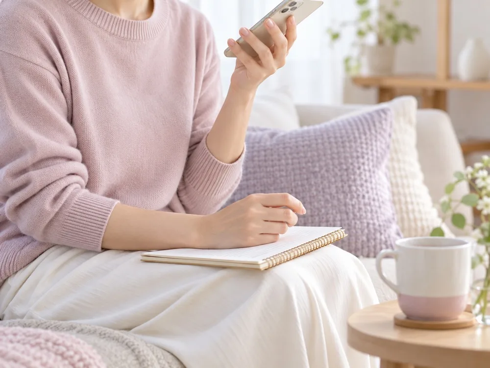 スマホに話しかけている手元
